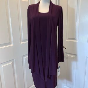 Chaps aubergine sheath dress with attached jacket